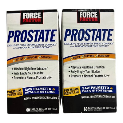 2 X Force Factor Prostate Beta-Sitosterol Saw Palmetto 60 SOFTGELS EXP08/26+