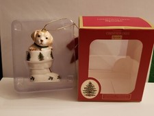 2019 Spode Christmas Tree Ceramic Puppy In Boot Holiday Ornament NEW