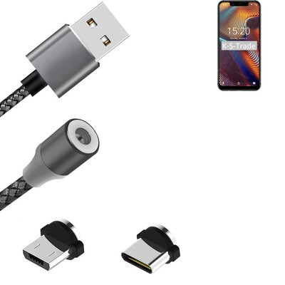 Magnet-Lade-Kabel für UMIDIGI A3 Pro mit USB-Typ C und Micro-USB-Anschluss