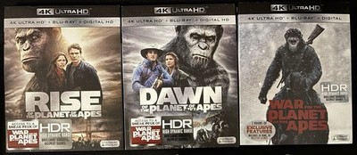 Planet Of Apes Trilogy Rise Dawn War 4k Ultra Hd Bluray W/ Slipcovers