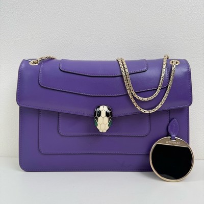 Bvlgari Pre-Owned Authentic Serpenti Forever Shoulder Bag Purple Calf Leather