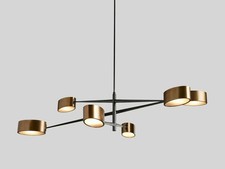 Mid Century Brass Chandelier-6 Light Italian Brass Pendant Sputnik Chandelier