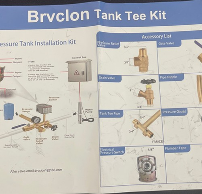 #ad 1quot;X 11quot;Well Pressure Tank Tee Kit with 40 60Psi Pressure SwitchBrass Pressure T $59.99