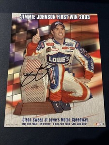 2003 Jimmie Johnson Auto-  First Win 8×10" Color Print Lowe's Racing #48 NASCAR