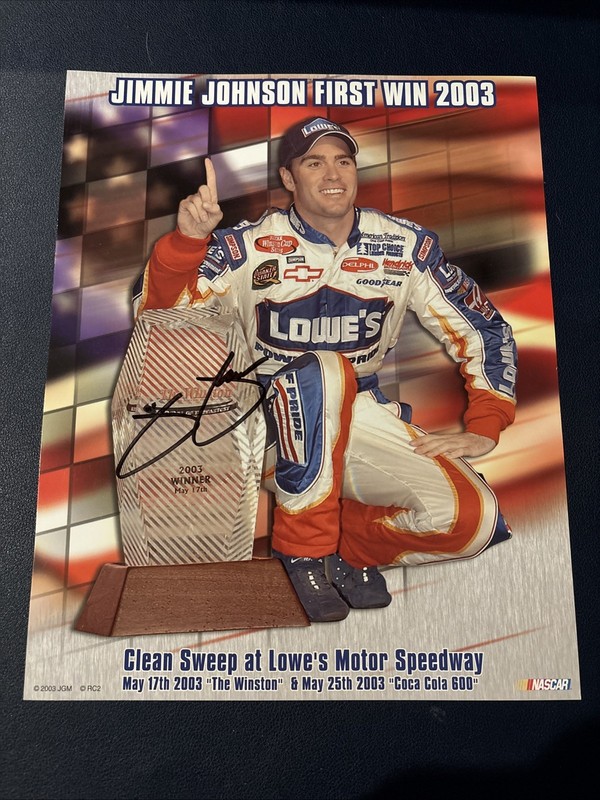2003 Jimmie Johnson Auto-  First Win 8×10" Color Print Lowe's Racing #48 NASCAR