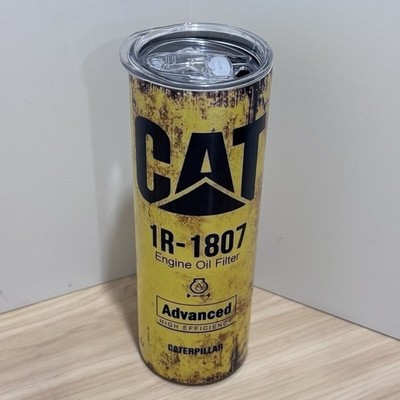 Caterpillar CAT Engine Oil Filter 20 oz SS Metal Travel Mug w/Lid CAT 1R-1807