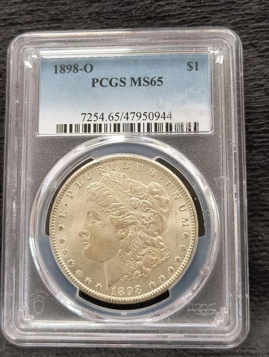 1898 O Morgan Silver Dollar $1 Certified PCGS MS65 Bright White Gem BU Coin