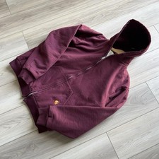 VTG Carhartt Jacket Hooded Burgundy Men's Size XL Full Zip Workwear USA Made