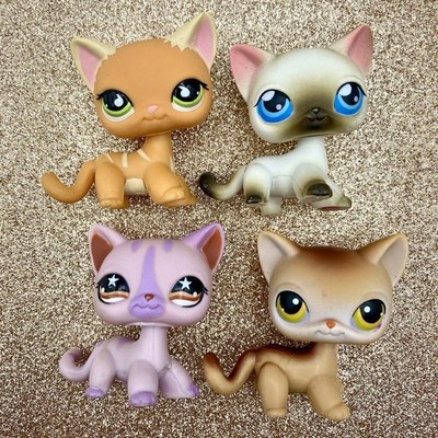 Hasbro LPS Littlest Pet Shop Lot Shorthair Cats Purple Siamese #933 #525 #5 #19