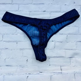 vtg AGENT PROVOCATEUR Blue PINSTRIPE Cardini PinUp Nikita Bra Set Gangster 34C L
