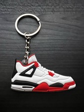 Air Jordan 4 Fire Red Retro Sneaker keychain chrome rubber white black Mars