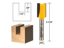 1/2" Diameter X 3/4" Height Straight Router Bit - 1/4" Shank - Yonico 14953q