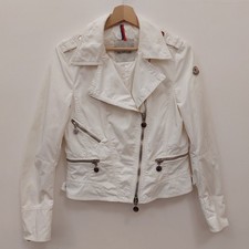 Moncler Coeur chiodo biker giacca bianca antivento in nylon donna taglia M