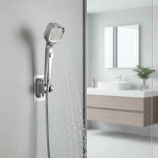 4 Spray Settings High Pressure Handheld Shower Head Pause Button With Hose