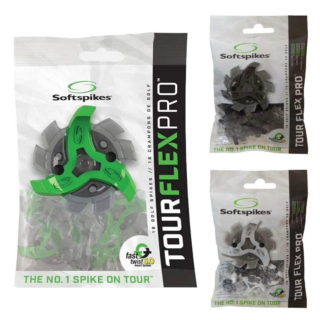 Softspikes Tour Flex Pro Fast Twist Golf Spikes FT3 Cleats 18 Pack - 3 Colours