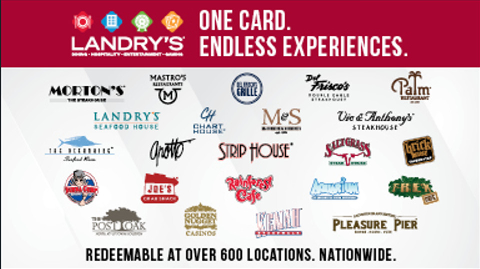 Landry's eGift cards For Sale (No Expiration Date and No Fee Apply)