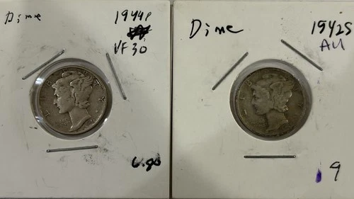 💜Reduced Lot 8 Mercury Dimes 90% Silver Selling @Silver Value VG/VF See Descrip