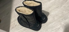 UGG Girls Black Sequin Faux Fur Lined Mid-Calf Boots Flat Round Toe Casual