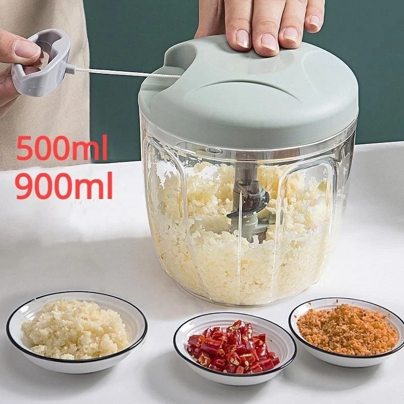 Pull String Hand Chopper Manual Food Processor To Slice Kitchen Tool 500/900ml - Image 2 of 4