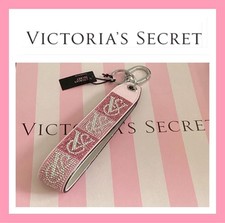 NWT Victoria's Secret Pink Logo VS Rhinestone Keychain Wristlet Strap Key Ring