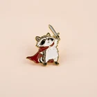Heroic Raccoon Enamel Pin – Cute Fantasy Animal Warrior Lapel Badge