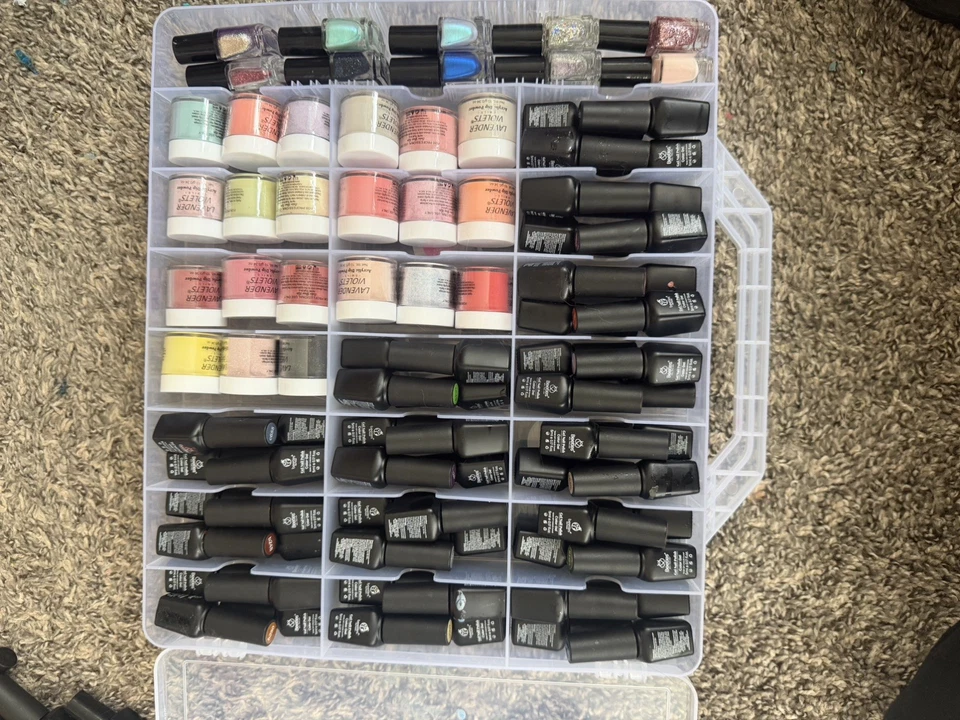 Lote mixto a granel de gel, inmersión, pintura, envolturas, esmaltes y uñas con estuche de transporte Foto 4 de 4