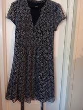 MSK Women's Floral Print Dress Blue Size 16 Sheer Lined Short Sleeve