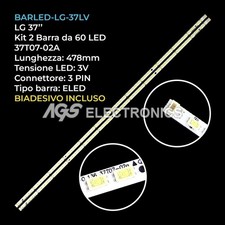 KIT 2 BARRE DA 60 LED TV LG 37LV3550 37T07-02A 37T070-06 T370HW05