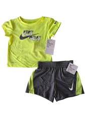 2 Piece Nike Outfit, Boys Size 12 Months, T Shirt  Shorts, Neon Yellow  Gray