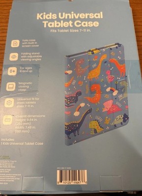Kids Universal Tablet Case, Fits Tablet Sizes 7-11'' Blue Dino, NIB