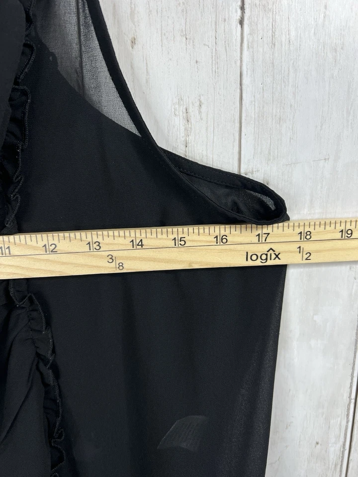 Chaleco Umgee M/L Sin Mangas Negro Gasa Encaje Cascada Volantes Gótico Hada Bruja Foto 3 de 4