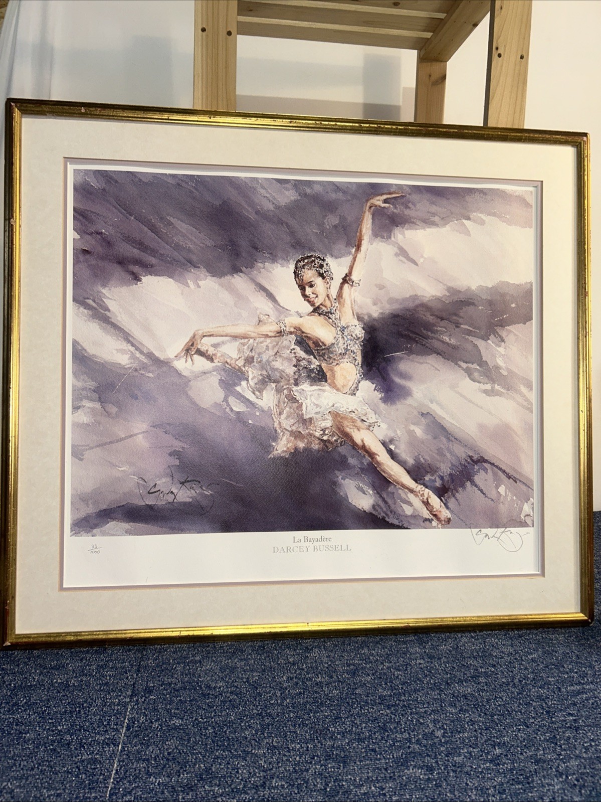 Impresión en acuarela firmada artista Gordon King La Bayadere Darcey Bussell sin esmaltar