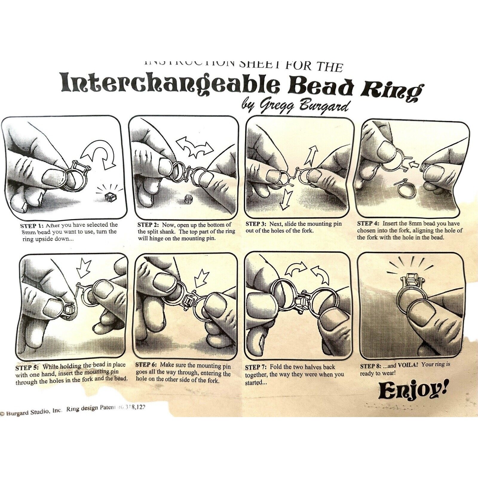 New Sterling Interchangeable Bead Ring With 20-12mm Venetian Glass Beads Sz. 5