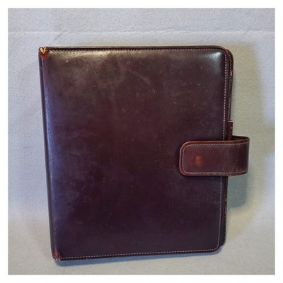 Franklin Full Grain Leather Day Timer Planner 7 Ring Red Brown Binder Vtg *READ*