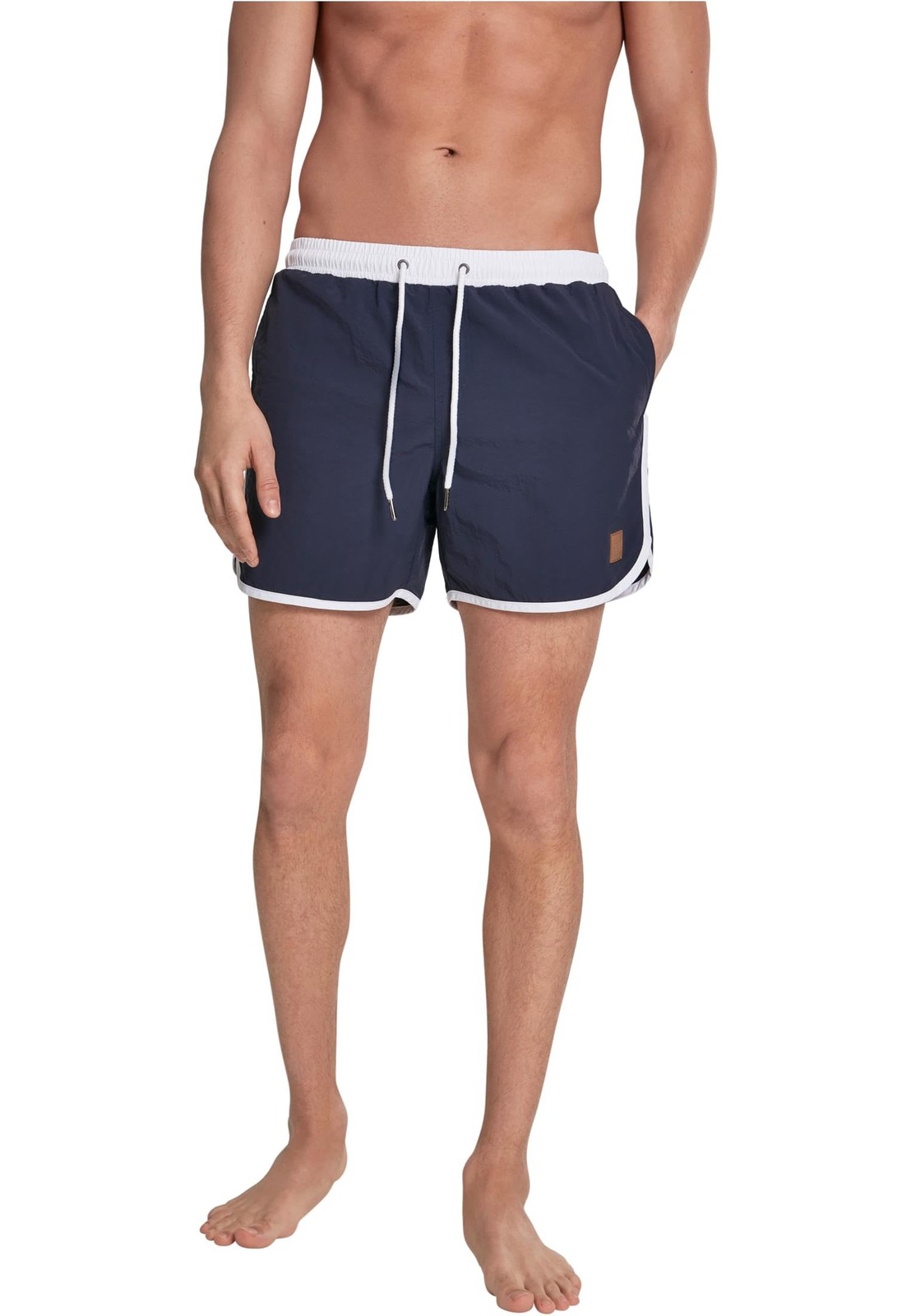 Short de bain rétro confortable bleu navy pour la natation homme