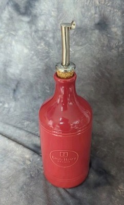 Used Emile Henry France Ceramic Oil Cruet Red With Top 400ml