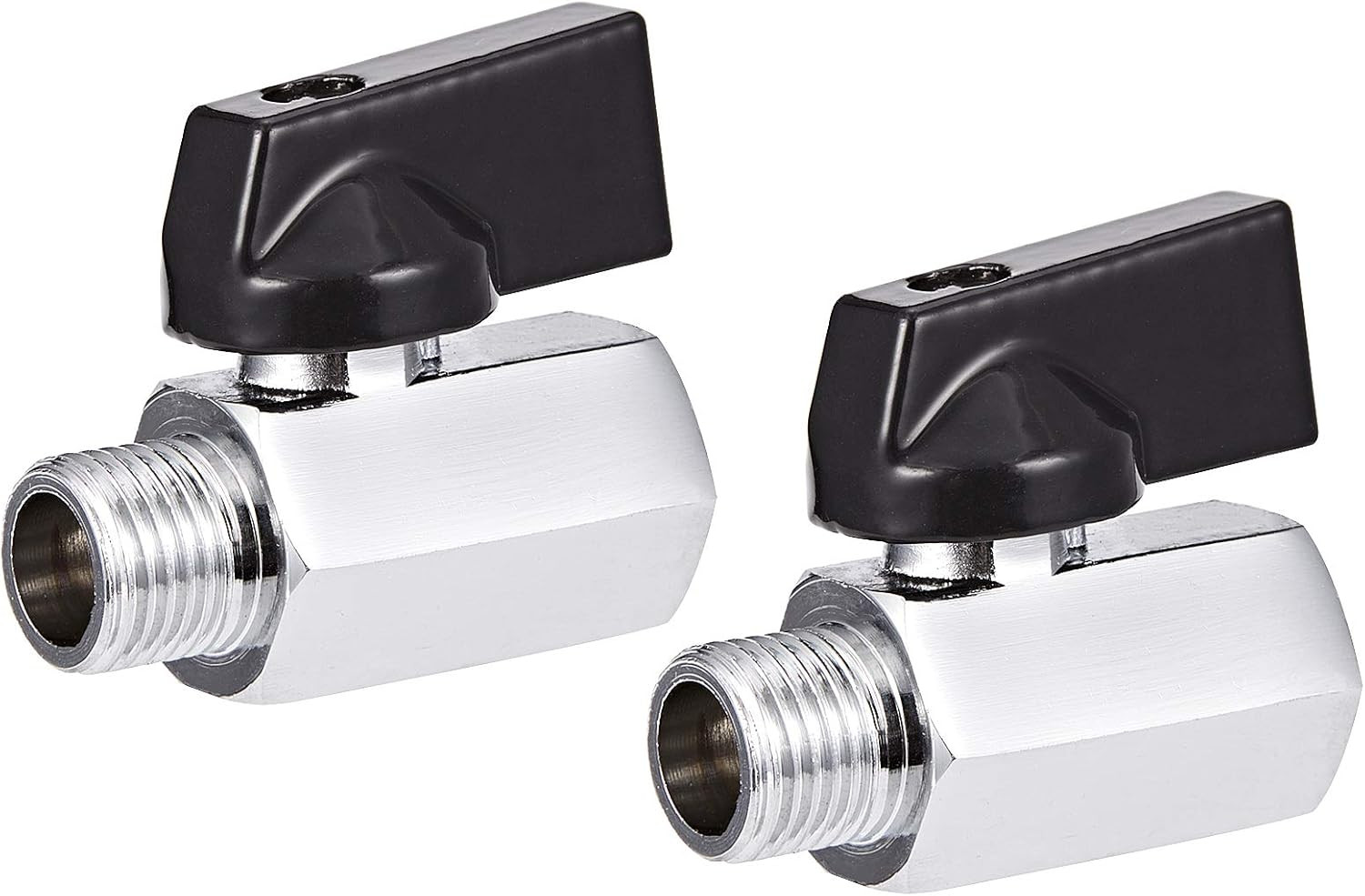 2 Pack Brass Mini Ball Valve 1/4" NPT Female X Male Thread Shut-Off Valve (1/4"