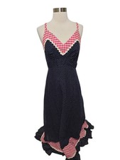 Womens Vintage Polka Dots Maxi Dress Blue Sleeveless Summer