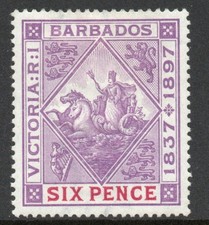 Barbados 1897 Jubilee 6d Magenta & carmine SG 121 Mint. (R4284)