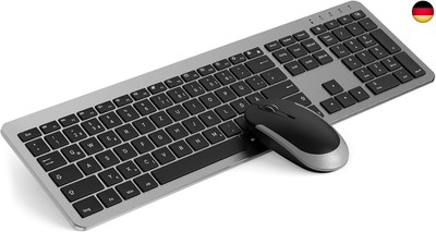 Tastatur Maus Set Kabellos, seenda Ultra-Dünne Wiederaufladbare Funktastatur 