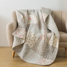 SLPR Cotton Quilted Throw Blanket, 50" x 60" Floral Farmhouse Patchwork Quilt...