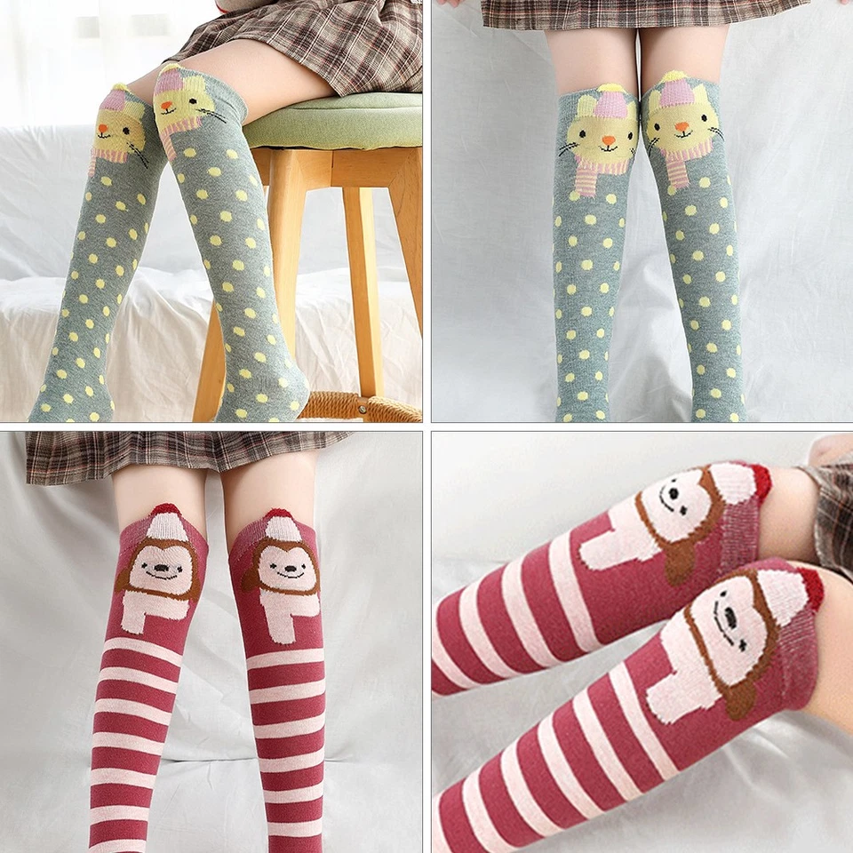 3 paires unisexe dessin animé drôle chaussettes hautes chaussettes au genou - Photo 3/4