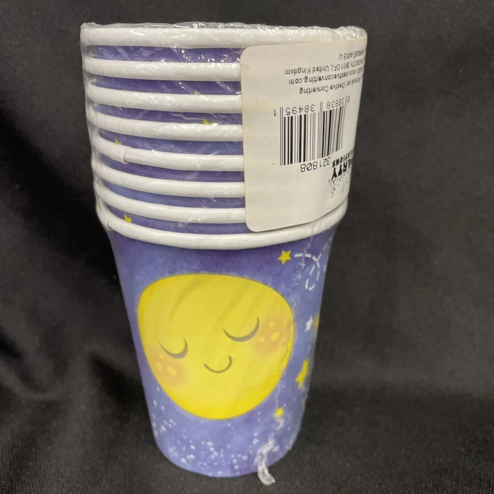 To the Moon and Back Stars Night Sky Space Baby Shower Party 9 oz. Paper Cups - Image 2 of 3