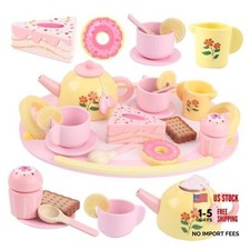 Tea Party Set Wooden Tea Sets for Toddlers 3-5 Play Food Pretend Play Toys