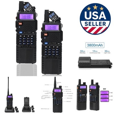 8W Long Range UV-5R Radios - Dual Band Handheld Walkie Talkies for Outdoor Use