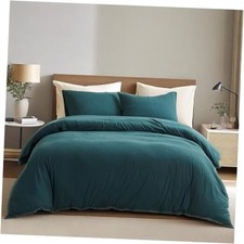 100 Jersey Knit Cotton Duvet Duvet Cover Set -Ultra Soft King Dark Green
