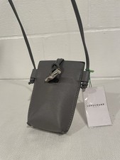 Borsa a tracolla Longchamp Roseau custodia telefono grigia nuova $305 vendita al dettaglio RARA