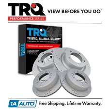 TRQ Front & Rear Disc Brake Rotor Drilled & Slotted G-Coated for Toyota