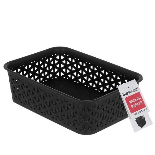6 x Wicker Pattern Plastic Storage Baskets Tubs Organizer Drawer 19.5x13.5x6CM - Picture 4 of 5