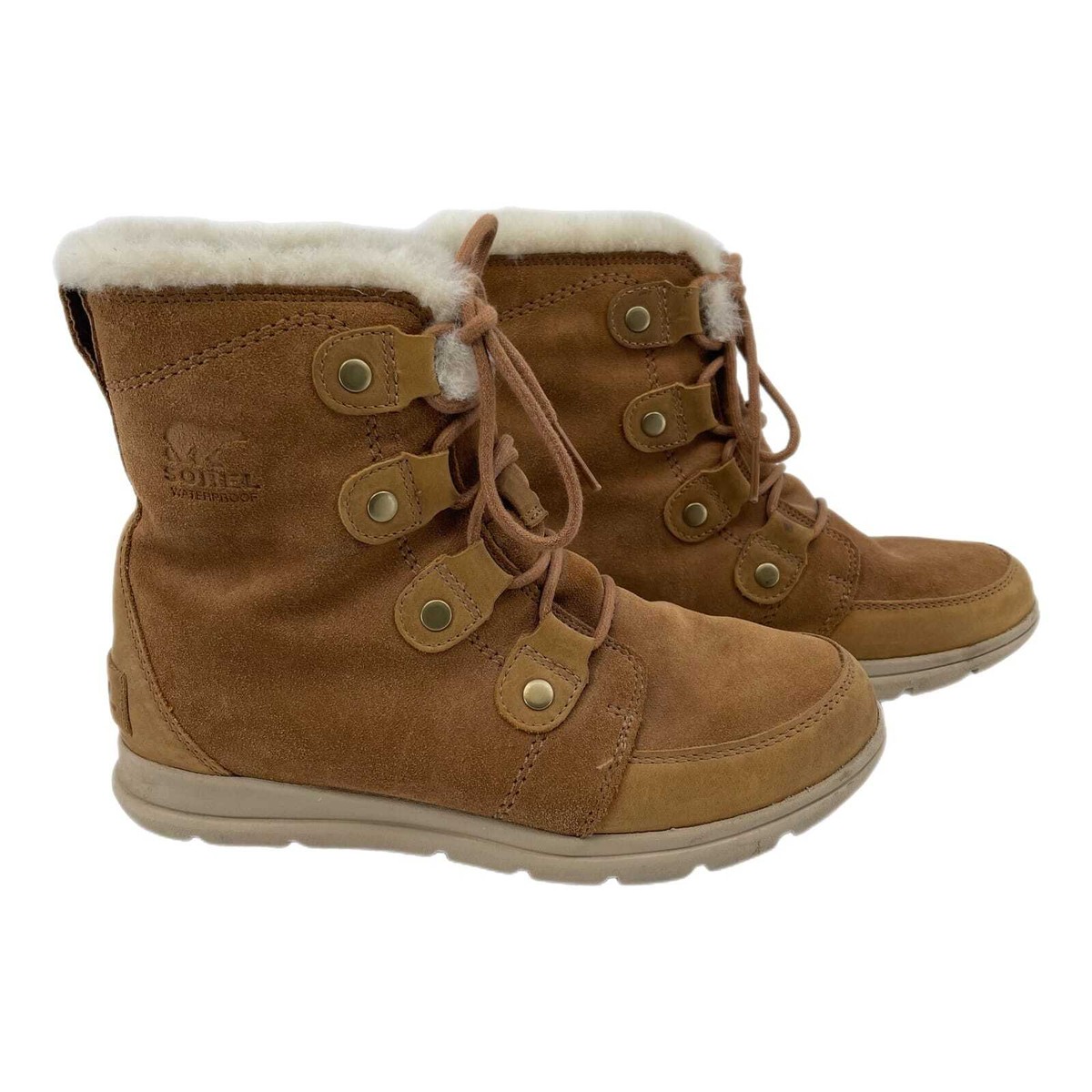 Sorel Tan Suede Lace-Up Ankle Boots | Size 8.5 | eBay display picture 1